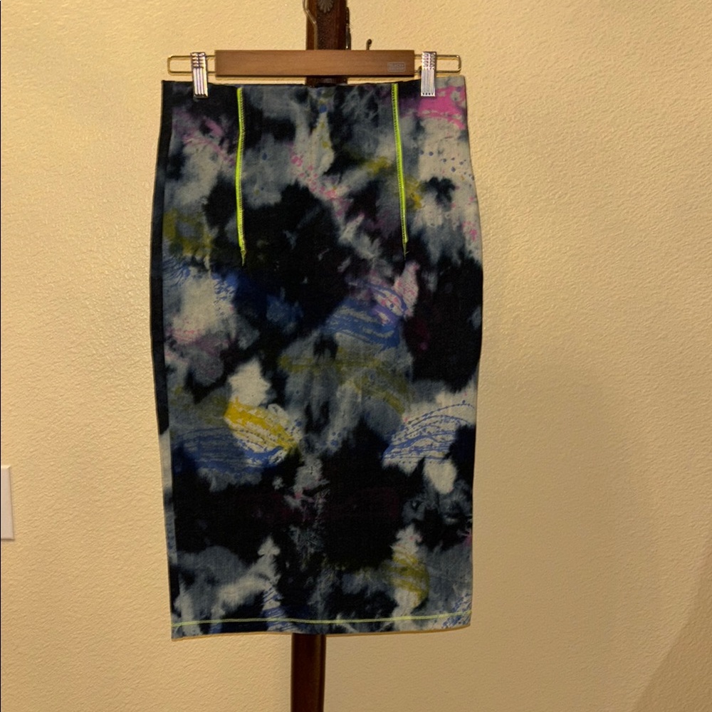 OZ+OTZ hand dyed/painted denim skirt